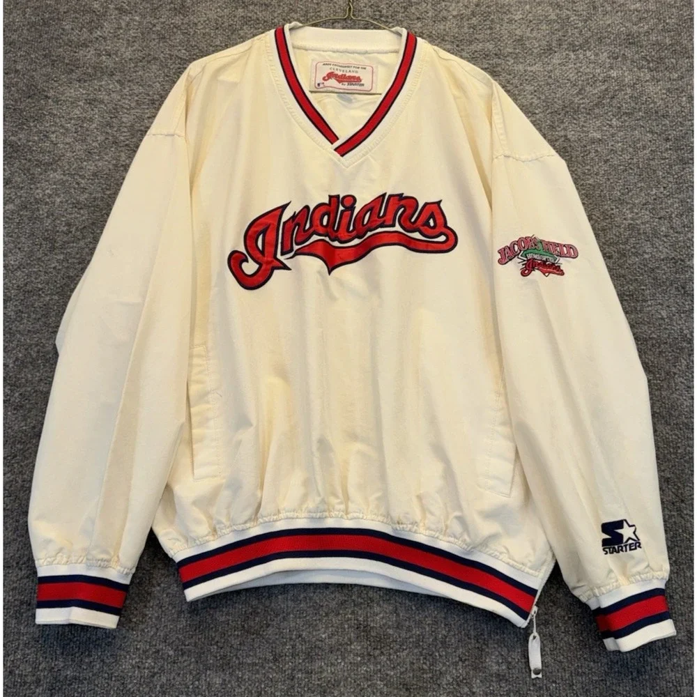 Vintage Starter Cleveland Indians Men's Size Large Jacobs Field Pullover Jacket